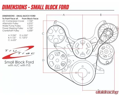 Billet Specialties Black Adonized Tru Trac Serpentine System with A/C & Power Steering Small Block Ford - BLK13600