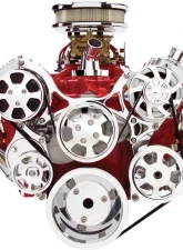 Billet Specialties Premium Tru Trac Serpentine System with AC & PS Powermaster Alternator Polished Small Block Chevrolet                                     - 13220P - Image 2