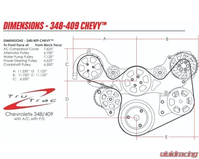 Billet Specialties Premium Tru Trac Serpentine System with AC no PS Billet Alternator Polsihed 348 | 409 Chevrolet - 14420A