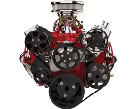 Billet Specialties Premium Tru Trac Serpentine System with AC & PS Billet Alternator Black Anodized Small Block Chevrolet