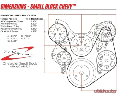 Billet Specialties Premium Tru Trac Serpentine System with AC & PS Powermaster Alternator Black Anodized Small Block Chevrolet - BLK13220P