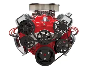 Billet Specialties Premium Tru Trac Serpentine System with AC & PS Powermaster alternator Black Anodized Big Block Chevrolet