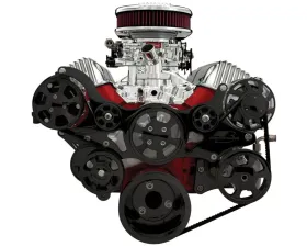 Billet Specialties Premium Tru Trac Serpentine System with AC & PS Billet Alternator Black Anodized 348 | 409 Chevrolet Black