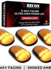 Recon Truck Accessories 5 Piece Cab Roof Light Set 2-Way Front & Rear Facing Ultra High-Power LEDs Multiple Lens & Colors Dodge RAM Heavy-Duty 2500 | 3500 2003-2018                                     - 264146BKHPAM - Image 3
