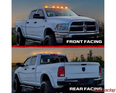 Recon Truck Accessories 5 Piece Cab Roof Light Set 2-Way Front & Rear Facing Ultra High-Power LEDs Multiple Lens & Colors Dodge RAM Heavy-Duty 2500 | 3500 2003-2018 - 264146BKHPAM
