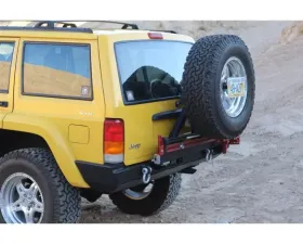 Rockhard 4x4 Bushwacker Flat Flares Patriot Series Rear Bumper w/ Tire Carrier Jeep Cherokee XJ 1984-2001