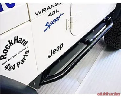 Rock Hard 4x4 Patriot Series Rocker Guards w/ Tube Sliders - Raw Finish for Jeep Wrangler TJ 1997-2006 - RH-3001-S