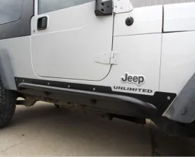 Rock Hard 4x4 Patriot Series Rocker Guards w/ Tube Sliders - Raw Finish for Jeep Wrangler Unlimited LJ 2003-2006