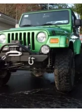 Rockhard 4x4 Narrow Width Angled Forward Hoop Legendary Front Bumper Jeep CJ5 | CJ7 | CJ8 | Wrangler YJ | TJ | LJ 1976-2006                                     - RH-4001-C46 - Image 4