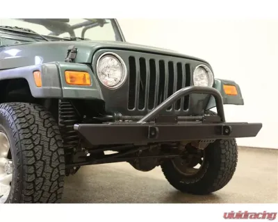 Rockhard 4x4 Black Mid Width Legendary Angled Forward Hoop Front Bumper Jeep CJ5 | CJ7 | CJ8 | Wrangler YJ | TJ | LJ 1976-2006 - RH-4001-C54