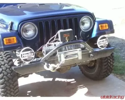 Rockhard 4x4 Black Mid Width Legendary Angled Forward Hoop Front Bumper Jeep CJ5 | CJ7 | CJ8 | Wrangler YJ | TJ | LJ 1976-2006 - RH-4001-C54