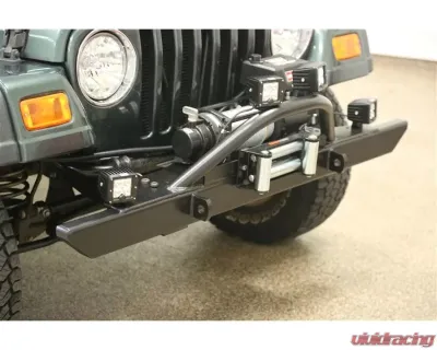 Rockhard 4x4 Black Full Width Legendary Angled Forward Hoop Front Bumper Jeep CJ5 | CJ7 | CJ8 | Wrangler YJ | TJ | LJ 1976-2006 - RH-4001-C60