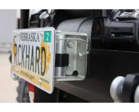Rockhard 4x4 Unpainted Roller Fairlead License Plate Mount w/ Cable Lanyard