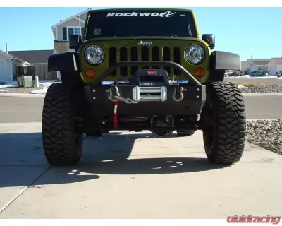 Rockhard 4x4 Aluminum Patriot Series Grille Width Front Bumper w/Lowered Winch Plate Jeep Wrangler JK 2007-2018 - RH-5042