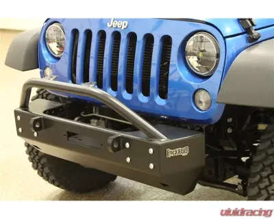 Rockhard 4x4 Aluminum Patriot Series Grille Width Front Bumper w/Lowered Winch Plate Jeep Wrangler JK 2007-2018 - RH-5042