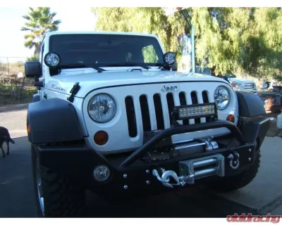 Rockhard 4x4 Aluminum Patriot Series Full Width Front Bumper w/Lowered Winch Plate Jeep Wrangler JK 2007-2018 - RH-5045