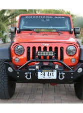 Rock Hard 4x4 Aluminum Patriot Series Mid-Width Front Bumper w/ Lowered Winch Plate for Jeep Wrangler JK 2007-2018                                     - RH-5048 - Image 9