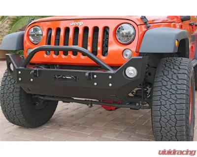 Rock Hard 4x4 Aluminum Patriot Series Mid-Width Front Bumper w/ Lowered Winch Plate for Jeep Wrangler JK 2007-2018 - RH-5048