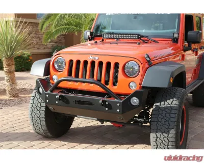 Rock Hard 4x4 Aluminum Patriot Series Mid-Width Front Bumper w/ Lowered Winch Plate for Jeep Wrangler JK 2007-2018 - RH-5048