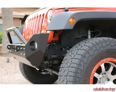 Rock Hard 4x4 Aluminum Patriot Series Mid-Width Front Bumper w/ Lowered Winch Plate for Jeep Wrangler JK 2007-2018 - RH-5048