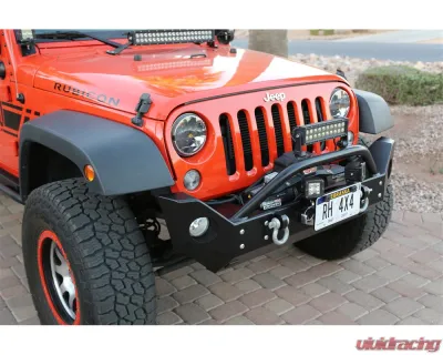 Rock Hard 4x4 Aluminum Patriot Series Mid-Width Front Bumper w/ Lowered Winch Plate for Jeep Wrangler JK 2007-2018 - RH-5048