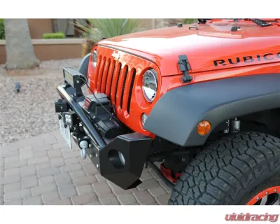 Rock Hard 4x4 Aluminum Patriot Series Mid-Width Front Bumper w/ Lowered Winch Plate for Jeep Wrangler JK 2007-2018 - RH-5048