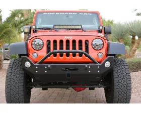 Rock Hard 4x4 Patriot Series Mid-Width Front Bumper w/ Receiver w/ Lowered Winch Plate for Jeep Wrangler JK 2007-2018