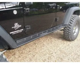 Rockhard 4x4 Patriot Series Boat Side Rock Sliders w/ Smooth Plate Jeep Wrangler JK 4-Door 2007-2018