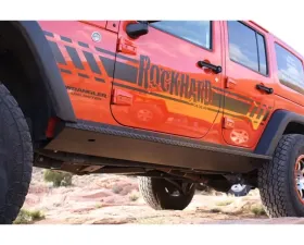 Rockhard 4x4 Patriot Series Boat Side Rock Sliders w/ Tread Plate Jeep Wrangler JK 4-Door 2007-2018