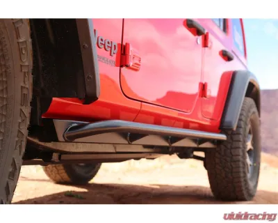 Rock Hard 4x4 Patriot Series Tube Slider Rocker Guards Angled Up for Jeep Wrangler JL 4DR 2018+ - RH-90104