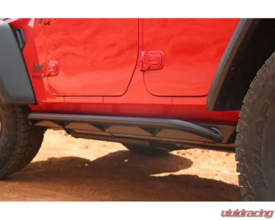 Rock Hard 4x4 Patriot Series Tube Slider Rocker Guards Angled Up for Jeep Wrangler JL 4DR 2018+ - RH-90104