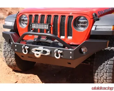 Rockhard 4x4 Aluminum Patriot Series Full Width Front Bumper w/Lowered Winch Plate Jeep Wrangler JL | Gladiator JT 2018+ - RH-90245