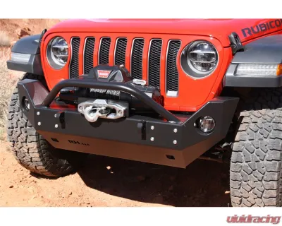 Rock Hard 4x4 Aluminum Patriot Series Mid-Width Front Bumper for Jeep Wrangler JL | Gladiator JT 2018+ - RH-90249