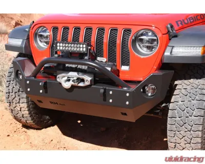Rock Hard 4x4 Aluminum Patriot Series Mid-Width Front Bumper for Jeep Wrangler JL | Gladiator JT 2018+ - RH-90249