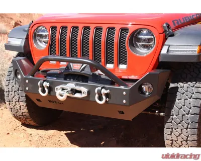 Rock Hard 4x4 Patriot Series Mid-Width Front Bumper w/ Lowered Winch Plate for Jeep Wrangler JL | Gladiator JT 2018+ - RH-90216