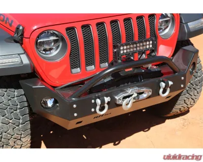 Rock Hard 4x4 Patriot Series Mid-Width Front Bumper w/ Lowered Winch Plate for Jeep Wrangler JL | Gladiator JT 2018+ - RH-90216