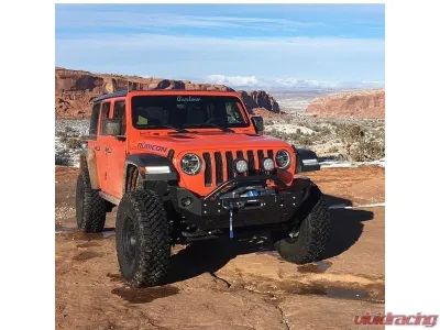 Rock Hard 4x4 Patriot Series Mid-Width Front Bumper w/ Lowered Winch Plate for Jeep Wrangler JL | Gladiator JT 2018+ - RH-90216