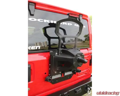Rock Hard 4x4 Adjustable Spare Tire Carrier with CB Antenna Mount for Jeep Wrangler JL 2018+ - RH-90347