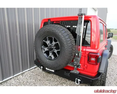 Rock Hard 4x4 Freedom Series Body Mount Tire Carrier with Billet Aluminum Braces for Jeep Wrangler JL 2018+ - RH-90350