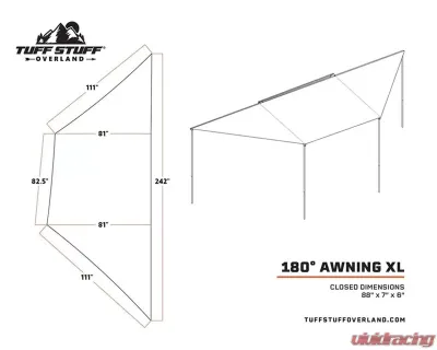 Tuff Stuff Overland Awning, 180 Degree, Xl, Awning Only - TS-AWN-180-XL