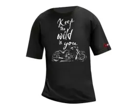 Akrapovic Moto Wild Women's T-Shirt Black Size LG - 100% Cotton, Stylish Fit