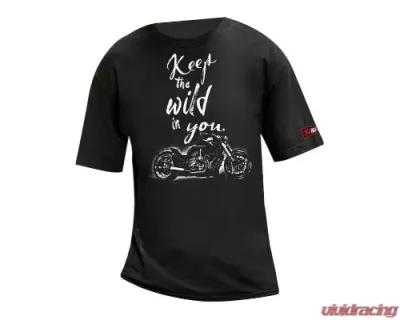 Akrapovic Moto Wild Women's T-Shirt Black - Size MD, 100% Cotton, Casual Fit - 801193