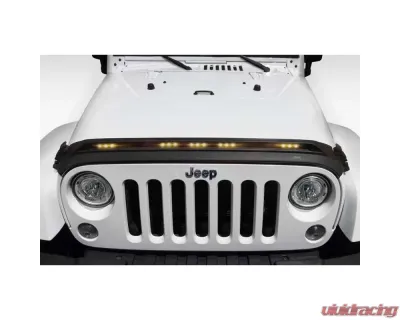 AVS Aeroskin Low Profile Hood Shield w/ Lights Black Jeep Wrangler JK 2007-2018 - 753060