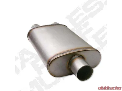 Diamond Eye Performance 28 Inch Oval 3.5 Inch Center Inlet/Outlet Stainless Performance Perforated Diesel Muffler - 360010