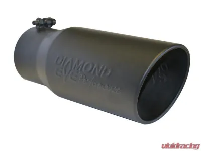 Diamond Eye Performance 4 In. Inlet x 5 In. Outlet x 12 In. Black Powdercoat Rolled Angle Exhaust Pipe Tip - 4512BRA-DEBK