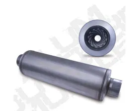 Diamond Eye Performance 26 Inch Round 4 Inch Center Inlet/Outlet Aluminized Performance Louvered Diesel Muffler