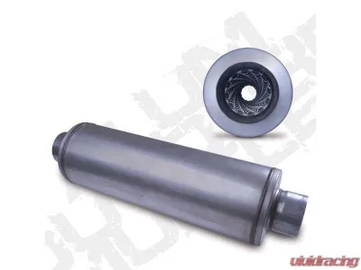 Diamond Eye Performance 30 Inch Round 4 Inch Center Inlet/Outlet Aluminized Performance Louvered Diesel Muffler - 460005