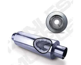 Diamond Eye Performance 30 Inch Round 4 Inch Center Inlet/Outlet Stainless Performance Perforated Diesel Muffler