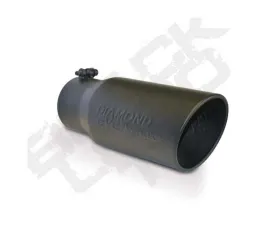Diamond Eye Performance 5 Inch Inlet x 6 Inch Outlet x 12 Inch Stainless Black Rolled Angle Exhaust Pipe Tip