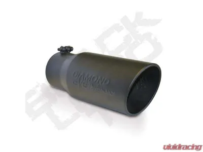 Diamond Eye Performance 5 Inch Inlet x 6 Inch Outlet x 12 Inch Stainless Black Rolled Angle Exhaust Pipe Tip - 5612BRA-DEBK